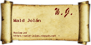 Wald Jolán névjegykártya